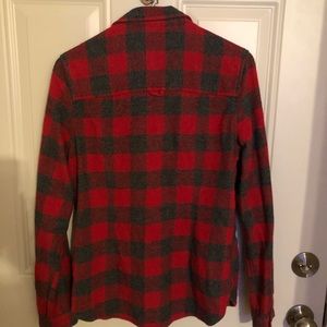 Grey and red plaid flannel shirt